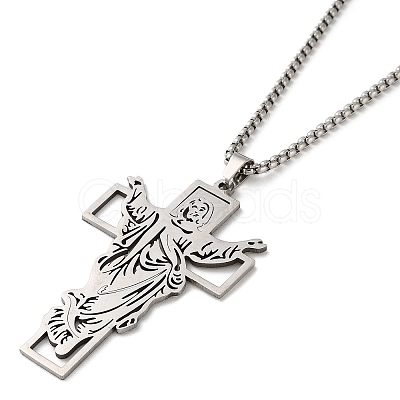 Non-Tarnish Cross Pendant Necklaces NJEW-A023-06P-1