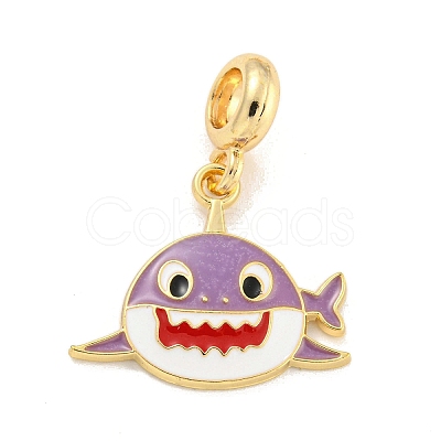 Rack Plating Alloy Enamel Shark European Dangle Charms FIND-B034-54G-02-1