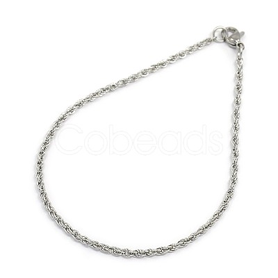 Tarnish Resistant Fashionable 304 Stainless Steel Rope Chain Bracelet Making STAS-A028-B051P-1