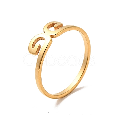 Ion Plating(IP) 201 Stainless Steel Wave Finger Ring for Women RJEW-G266-02G-1