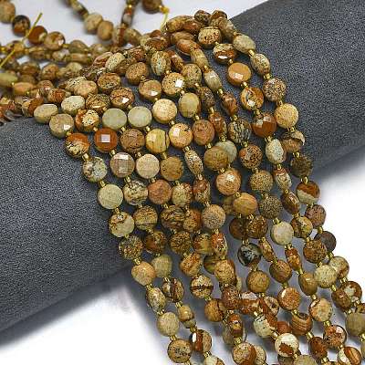 Natural Picture Jasper Beads Strands G-K389-B25-01-1