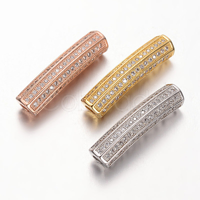 Brass Micro Pave Cubic Zirconia Tube Beads ZIRC-M101-03-FF-1