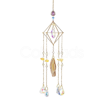 Glass Teardrop Pendant Decorations AJEW-Q143-05-1