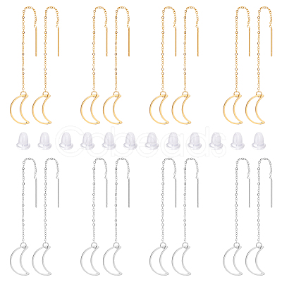 Unicraftale 8 Pairs 2 Colors 304 Stainless Steel Ear Thread EJEW-UN0002-05-1