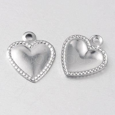 Non-Tarnish Heart 316 Surgical Stainless Steel Filigree Charms X-STAS-M258-10-1