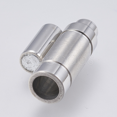 Tarnish Resistant 304 Stainless Steel Magnetic Clasps with Glue-in Ends STAS-F139-070P-1