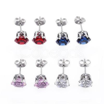 304 Stainless Steel Stud Earrings EJEW-F053-D-1