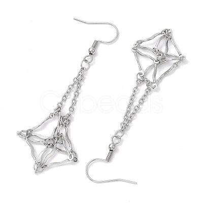 Non-Tarnish 304 Stainless Steel Macrame Pouch Empty Stone Holder Dangle Earring Findings EJEW-JE05811-02-1