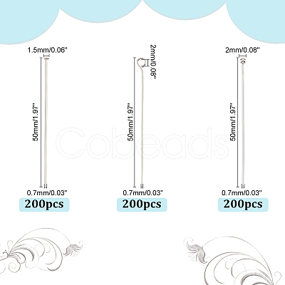 PandaHall Elite 600Pcs 3 Styles 304 Stainless Steel Head Pins and Eye Pins Sets STAS-PH0004-89-1