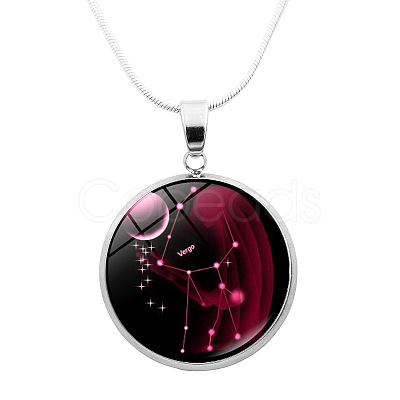 Glass Constellation Pendant Necklace with Brass Snake Chains PW-WG90948-10-1