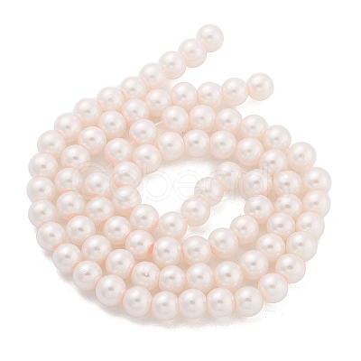 (Defective Closeout Sale) Baking Painted Pearlized Glass Pearl Round Bead Strands HY-XCP0001-17-1