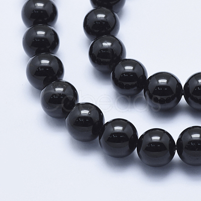 Natural Black Tourmaline Beads Strands G-E444-27-10mm-1