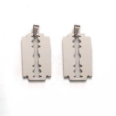 Tarnish Resistant 201 Stainless Steel Blade Pendants STAS-I032-069B-1