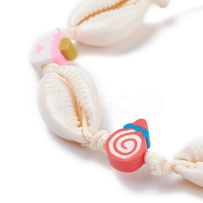 Natural Cowrie Shell Braided Bead Bracelet BJEW-JB07400-03-1