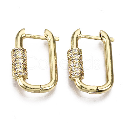 Brass Micro Pave Cubic Zirconia Huggie Hoop Earring EJEW-T046-010B-NF-1