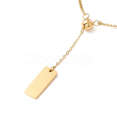 Ion Plating(IP) 304 Stainless Steel Ball with Rectangle Pendant Necklace for Women NJEW-P262-12G-1