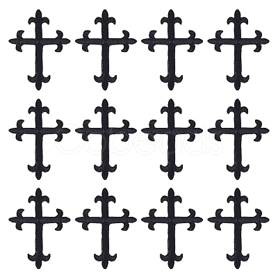 Cross Fleury Polyester Embroidery Iron on Applique Patch PATC-WH0005-44A-1