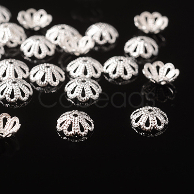 Silver Color Flower Brass Bead Spacer Caps X-EC131-S-1