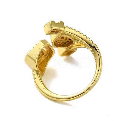 Brass with Cubic Zirconia Rings RJEW-B057-04G-01-1