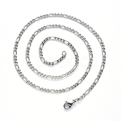 Non-Tarnish 304 Stainless Steel Figaro Chain Necklaces NJEW-S420-003C-P-1