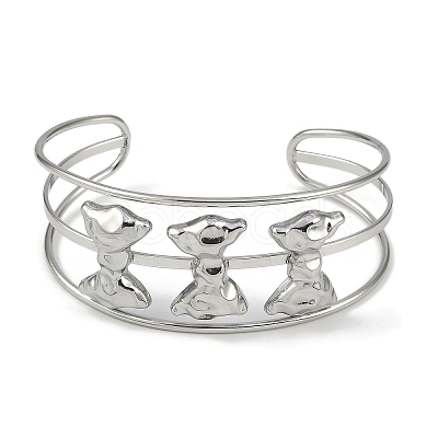 Non-Tarnish 304 Stainless Steel Wide Hollow Bowknot Open Cuff Bangles BJEW-Q348-04P-02-1