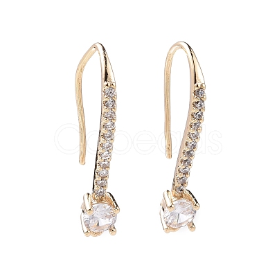 Brass Micro Pave Clear Cubic Zirconia Earring Hooks KK-G418-31G-1