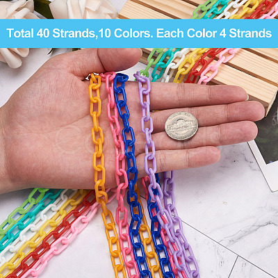 Yilisi 40 Strands 10 Colors Handmade Opaque Acrylic Paperclip Chains KY-YS0001-04-1