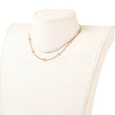 Brass Curb Chains Double Layer Necklaces NJEW-JN03122-1