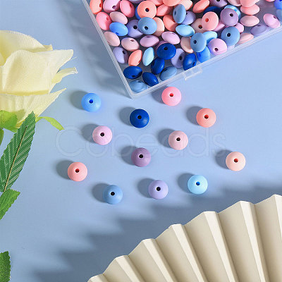 CHGCRAFT 180Pcs 12 Colors Rondelle Food Grade Eco-Friendly Silicone Abacus Beads SIL-CA0003-18-1