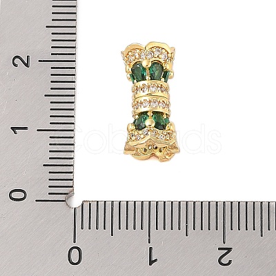 Rack Plating Brass Micro Pave Clear Cubic Zirconia Screw Clasps KK-S384-25G-02-1