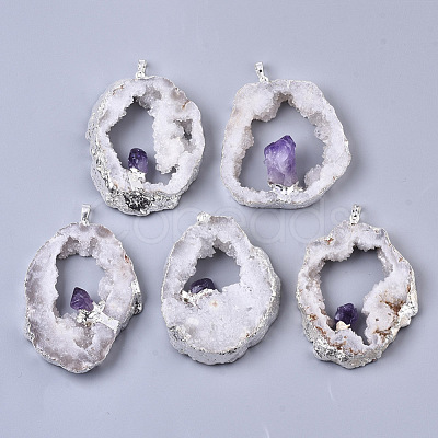 Natural Druzy Agate Big Pendants G-R458-05A-1