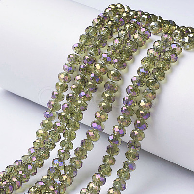 Electroplate Transparent Glass Beads Strands EGLA-A034-T2mm-G09-1