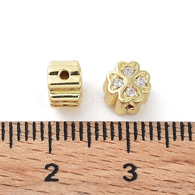 Brass Micro Pave Cubic Zirconia Beads KK-C040-03G-1