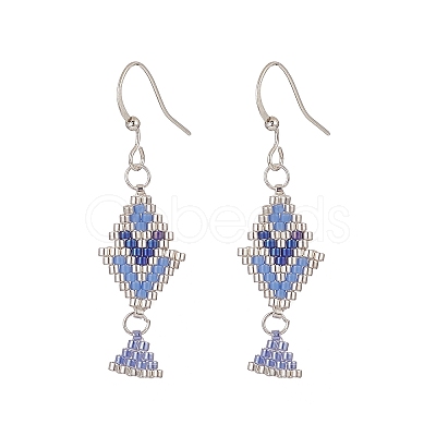 Rhombus Handmade Loom Pattern Glass Seed Beaded Dangle Earrings EJEW-MZ00036-02-1