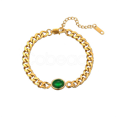 Golden Stainless Steel Oval Link Bracelets SU2397-4-1