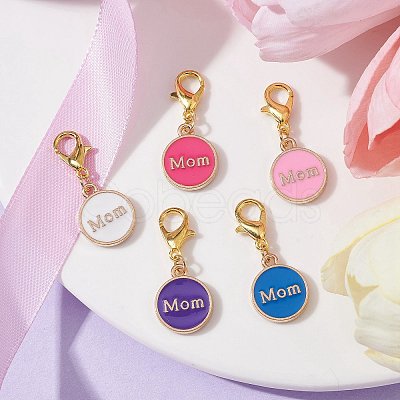 Mother's Day Alloy Enamel Pendant Decorations HJEW-JM01508-01-1