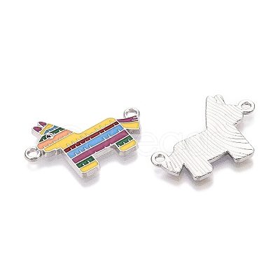 Rack Plating Alloy Enamel Colorful Mexican Donkey Connector Charms ENAM-N056-350P-1