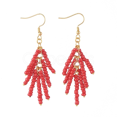 Baking Paint Glass Seed Beads Dangle Earrings EJEW-JE03786-1