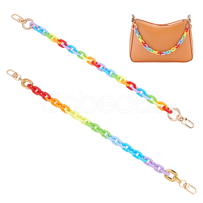 WADORN 4Pcs 2 Style Rainbow Color Acrylic & CCB Plastic Chain Purse Bag Handle AJEW-WR0001-69-1