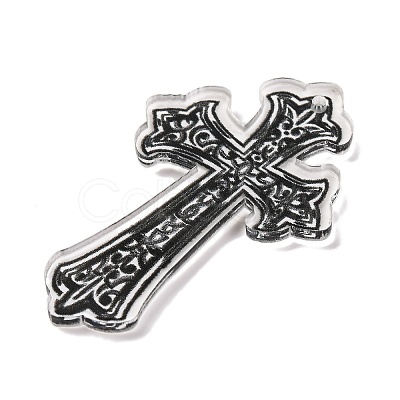 Opaque Acrylic Cross Theme Pendants OACR-I010-04A-1