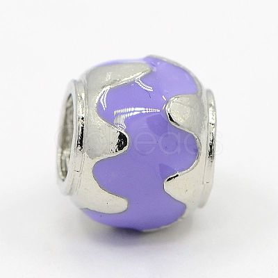 Platinum Alloy Waved Enamel European Beads Fit European Bracelets MPDL-D011-M-1