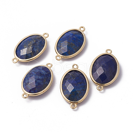 Golden Tone Brass Lapis Lazuli Links connectors X-G-F339-A09-1