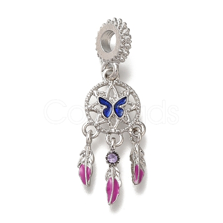 Rack Plating Alloy Rhinestone European Dangle Charms PALLOY-P307-08P-1