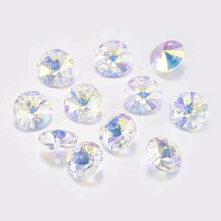 Faceted Glass Rhinestone Charms RGLA-F049-8mm-001AB-1