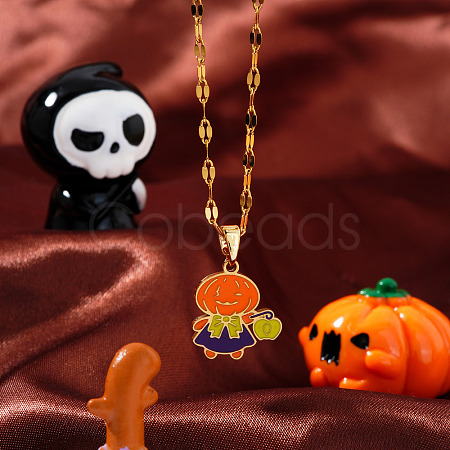 Halloween Stainless Steel Enamel Pendant Necklaces HG2651-1