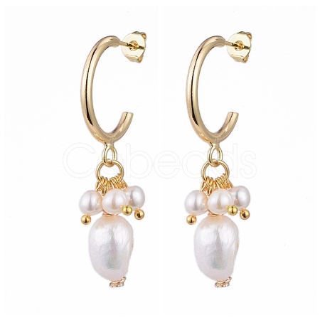 Brass Half Hoop Earrings EJEW-JE04159-1