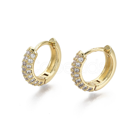 Brass Micro Pave Cubic Zirconia Huggie Hoop Earrings EJEW-R144-004E-NF-1