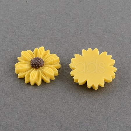 Flatback Hair & Costume Accessories Ornaments Scrapbook Embellishments Resin Flower Daisy Cabochons X-CRES-Q103-03-1