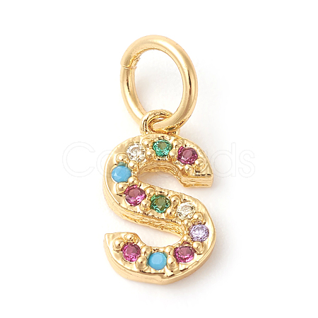 Brass Micro Pave Colorful Cubic Zirconia Charms ZIRC-F092-01-S-1