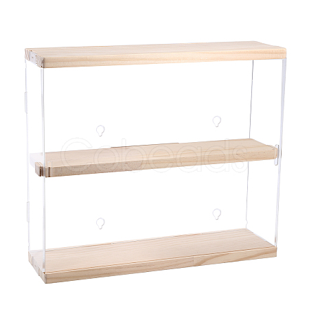 2-Tier Transparent Acrylic Wall-Mounted Action Figures Display Cases with Sliding Lid ODIS-WH0020-95-1